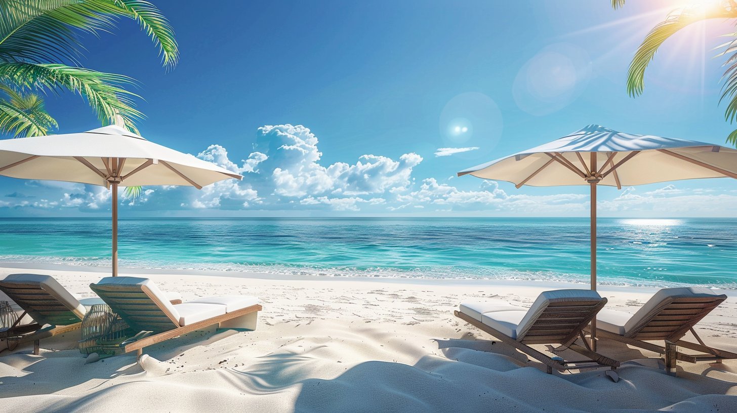 Strandurlaub Ägypten günstig – Liegestühle und Sonnenschirme am Roten Meer