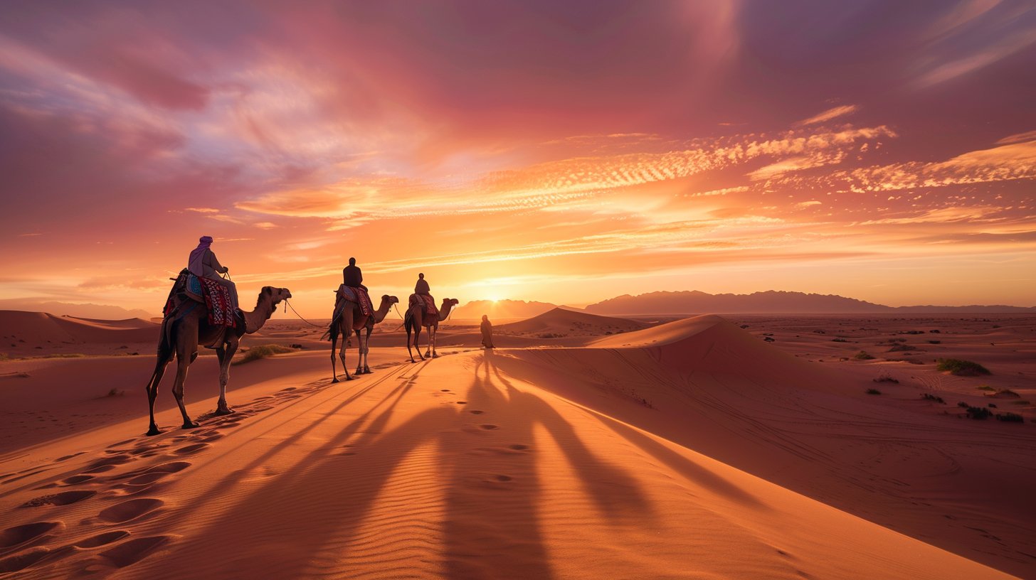 Kamelkarawane in der Sahara Marokkos